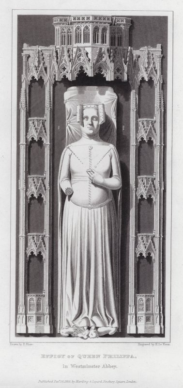 Abbild von Königin Philippa, in der Westminster Abbey (Gravur) von Edward Blore