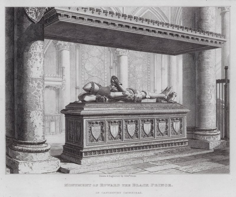 Monument von Edward dem Schwarzen Prinzen, in der Kathedrale von Canterbury (Gravur) von Edward Blore