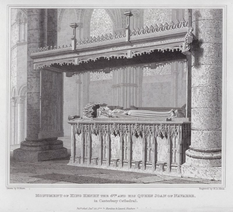 Denkmal von König Heinrich IV. und seiner Königin Johanna von Navarra in der Kathedrale von Canterbury (Gravur) von Edward Blore
