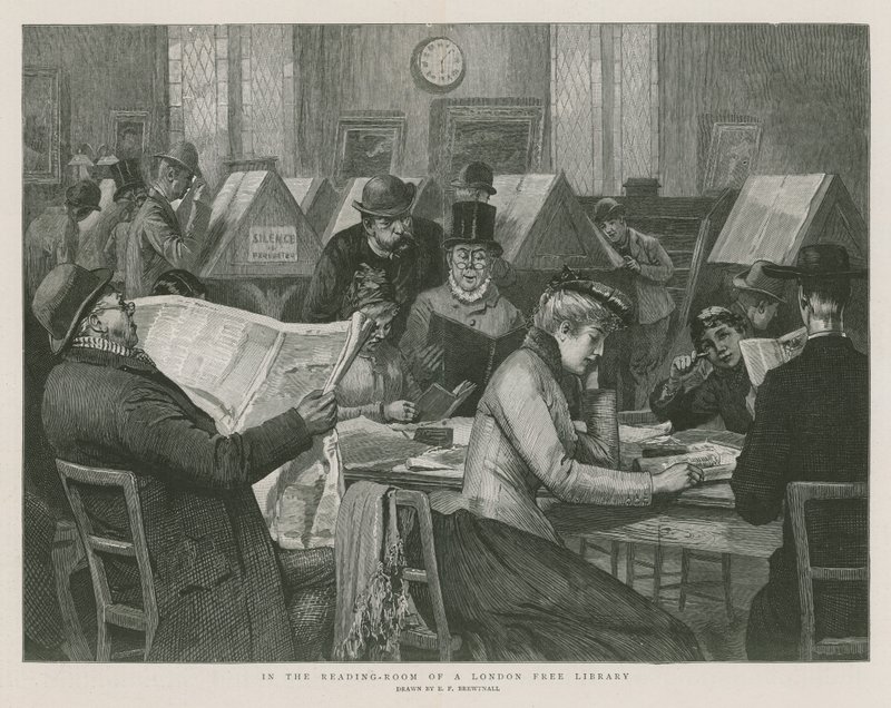 Im Lesesaal einer Londoner Freien Bibliothek von Edward Frederick Brewtnall