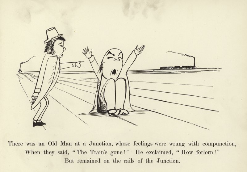 Es war ein alter Mann an einer Kreuzung, dessen Gefühle falsch waren mit Gewissensbissen von Edward Lear