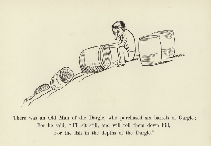 Es war ein alter Mann aus dem Dargle, der sechs Fässer Gargle kaufte von Edward Lear