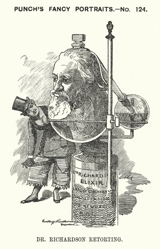 Karikatur von Punch: Benjamin Ward Richardson, englischer Arzt (Stich) von Edward Linley (after) Sambourne