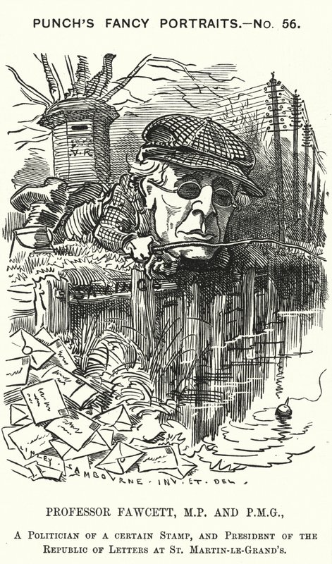 Punch-Karikatur: Henry Fawcett, englischer Politiker und Ökonom von Edward Linley (after) Sambourne