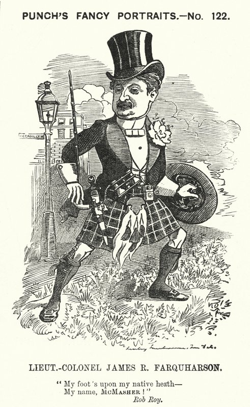 James Ross Farquharson, schottischer Soldat (Karikatur) von Edward Linley (after) Sambourne