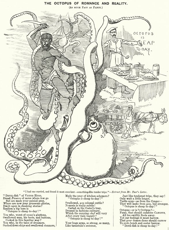 Karikatur von Punch: Der Oktopus der Romantik und Realität (Stich) von Edward Linley (after) Sambourne