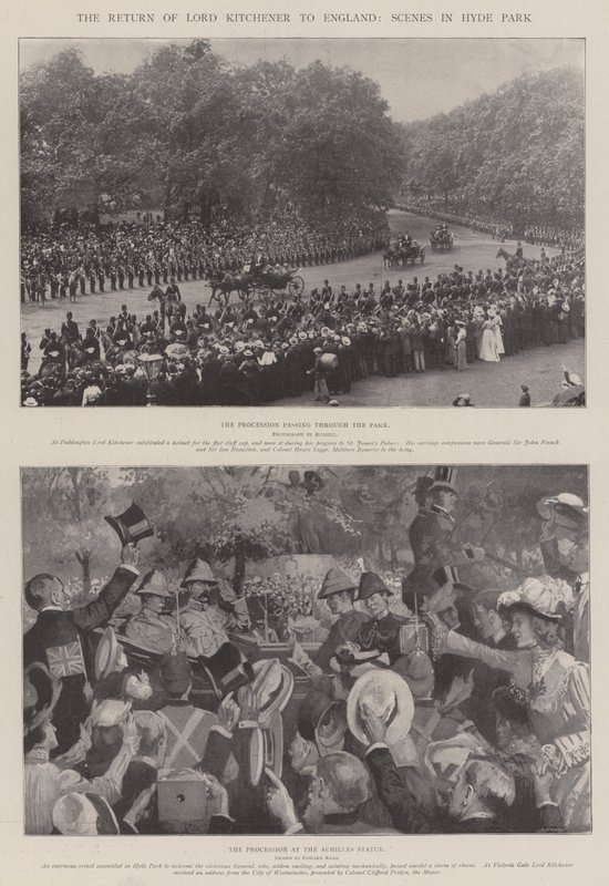 Die Rückkehr von Lord Kitchener nach England, Szenen im Hyde Park von Edward Read