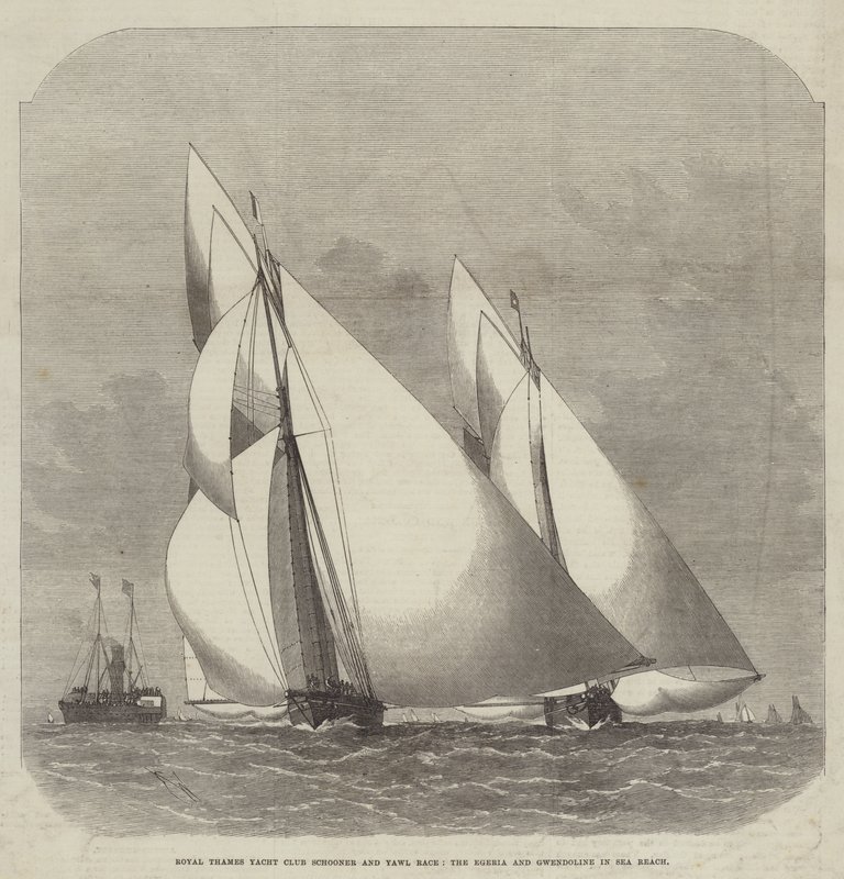 Royal Thames Yacht Club Schooner und Yawl-Rennen, die Egeria und Gwendoline in Sea Reach von Edwin Weedon