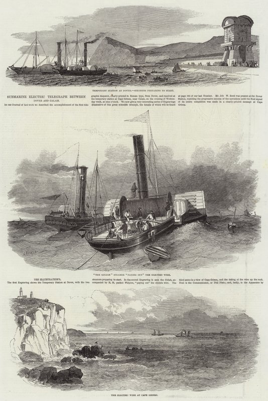 Unterseeisches elektrisches Telegraphenkabel zwischen Dover und Calais von Edwin Weedon