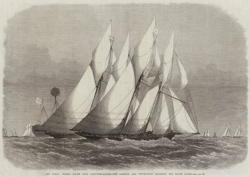Der Royal Thames Yacht Club Schooner-Match, die Cambria und Witchcraft umfahren das Mouse Light von Edwin Weedon