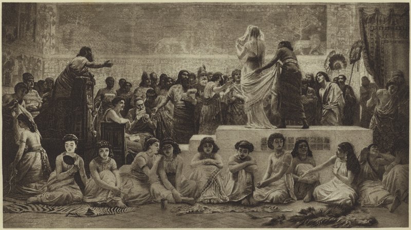 Der babylonische Heiratsmarkt (Photogravur) von Edwin Longsden Long