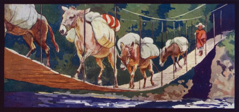 Maultiere überqueren eine Brücke von Edwin Noble