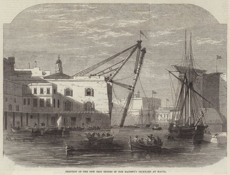 Errichtung der neuen Eisenscheren in der Werft Ihrer Majestät in Malta von Edwin Weedon