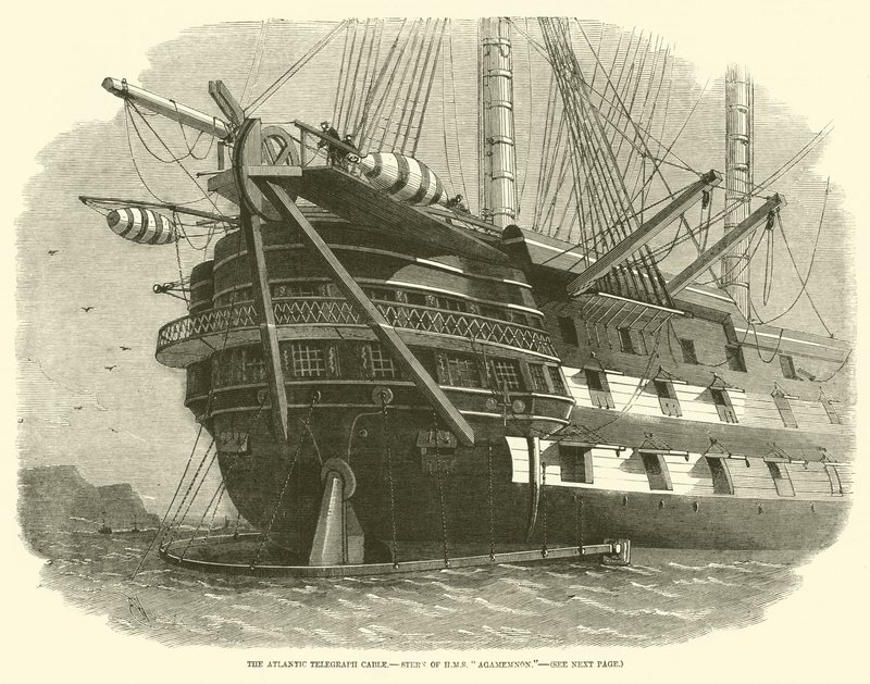 Das Atlantische Telegrafenkabel, Heck der HMS Agamemnon von Edwin Weedon