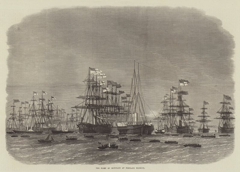 Die Flotte der Panzerschiffe im Hafen von Portland von Edwin Weedon
