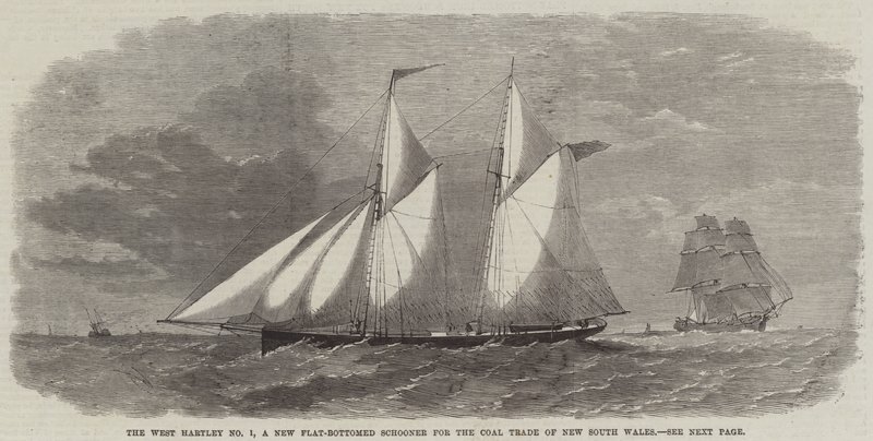 Die West Hartley Nr. 1, ein neuer Flachbodenschoner für den Kohlehandel von New South Wales von Edwin Weedon