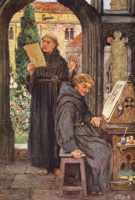 Illustration für The Gathering of Brother Hilarius von Michael Fairless (Farblithografie) von Eleanor Fortescue Brickdale