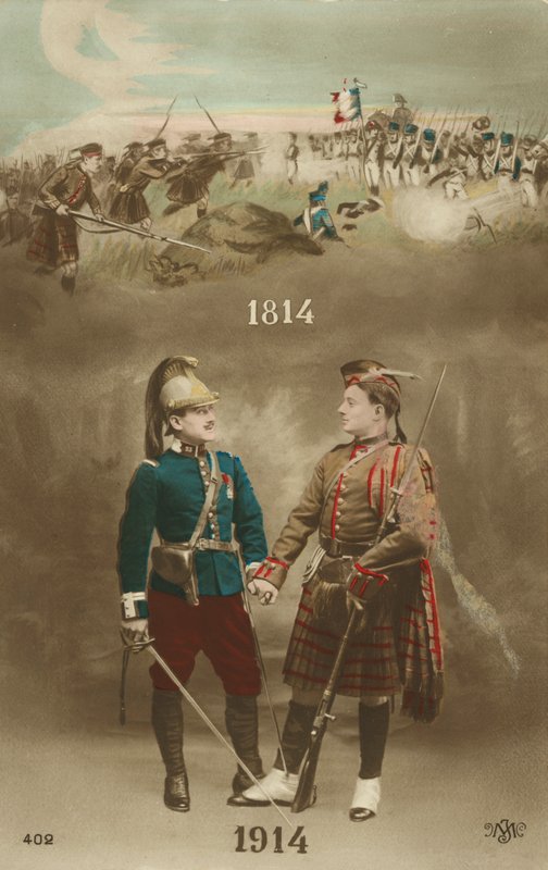 Franzosen und Schotten legen ihre Differenzen bei (koloriertes Foto) von English Photographer