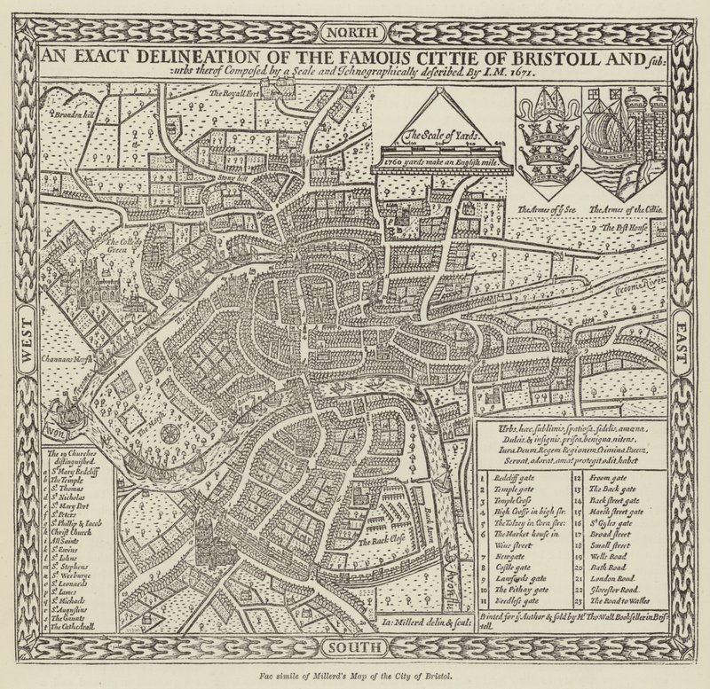 Faksimile von Millerds Karte der Stadt Bristol von English School
