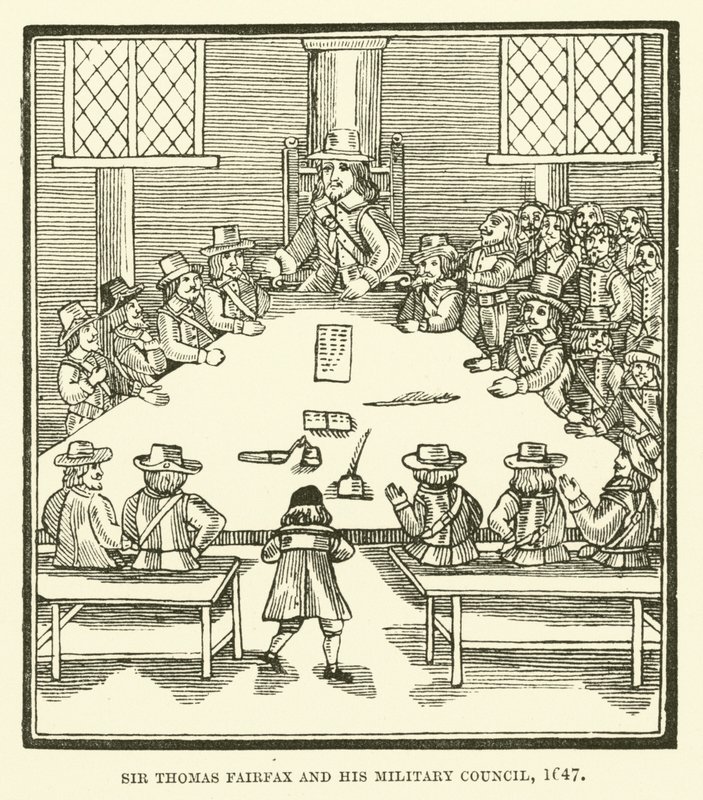 Sir Thomas Fairfax und sein Militärischer Rat, 1647 von English School