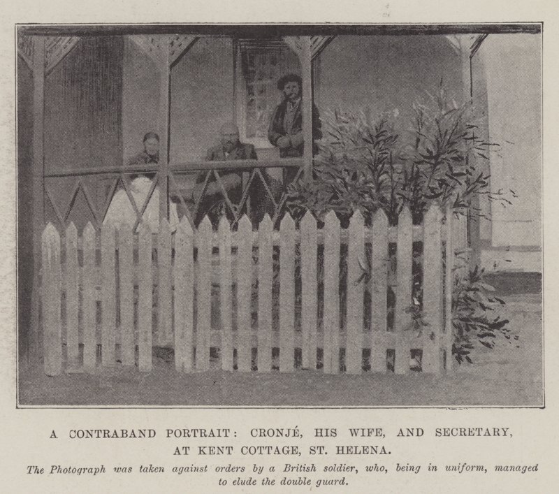 Ein Schmuggelporträt, Cronje, seine Frau und Sekretär, im Kent Cottage, St. Helena von English Photographer
