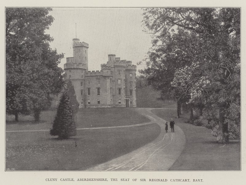 Cluny Castle, Aberdeenshire, der Sitz von Sir Reginald Cathcart, Baronet von English Photographer