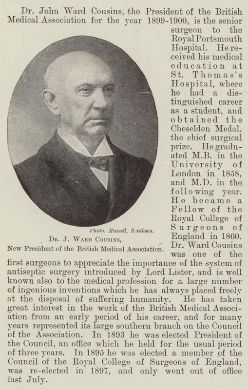 Dr. J. Ward Cousins, neuer Präsident der British Medical Association von English Photographer