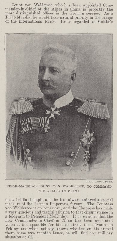 Feldmarschall Graf von Waldersee, Kommandant der Alliierten in China von English Photographer