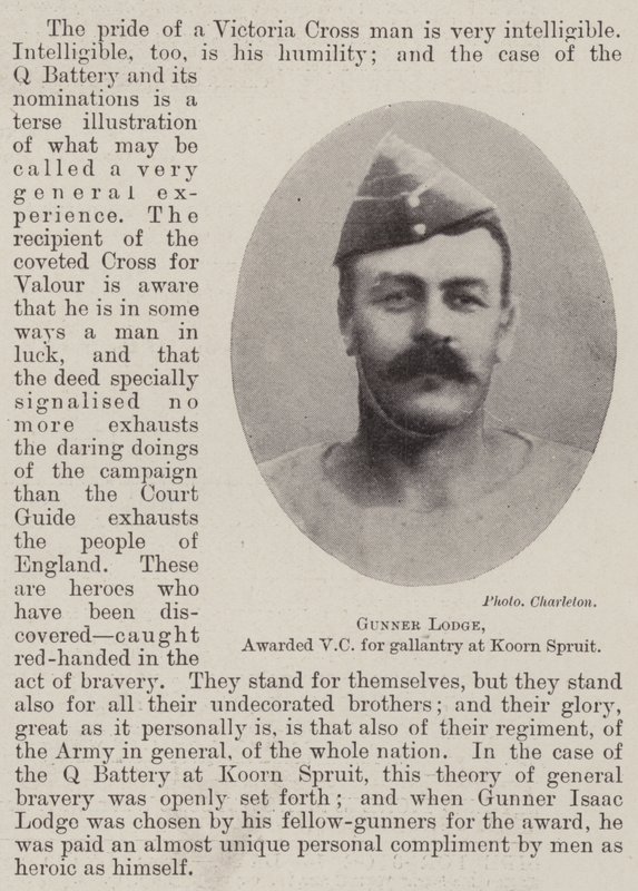 Gunner Lodge, mit dem Victoria-Kreuz für Tapferkeit bei Koorn Spruit ausgezeichnet von English Photographer