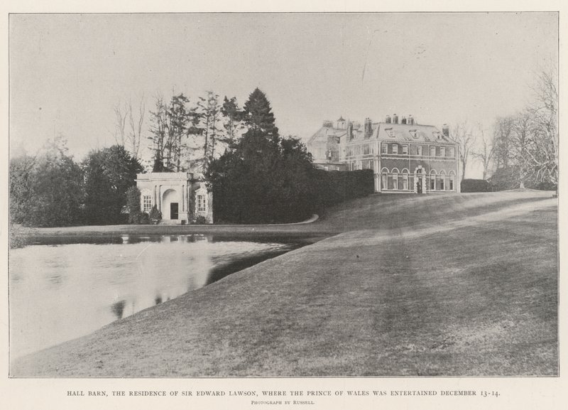 Hall Barn, die Residenz von Sir Edward Lawson, wo der Prinz von Wales am 13.-14. Dezember unterhalten wurde von English Photographer