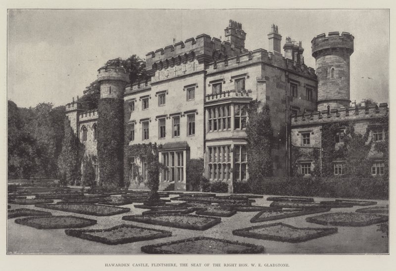 Hawarden Castle, Flintshire, der Sitz des rechten ehrenwerten W. E. Gladstone von English Photographer