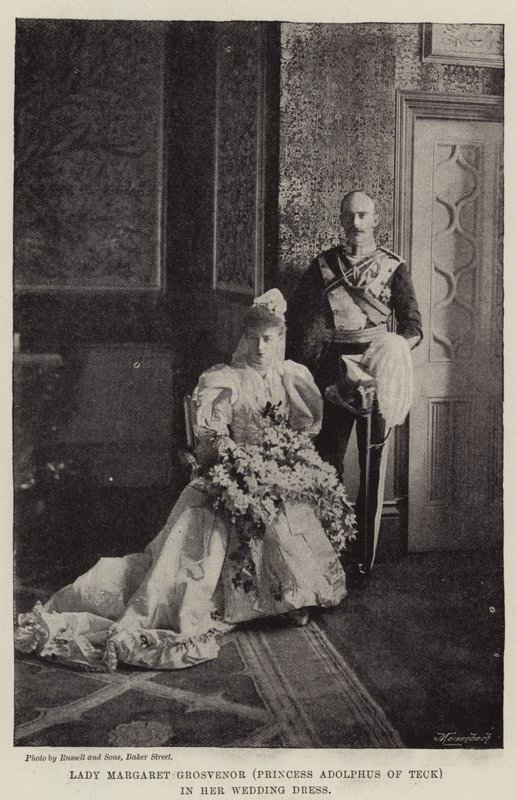 Lady Margaret Grosvenor (Prinzessin Adolphus von Teck) in ihrem Hochzeitskleid von English Photographer
