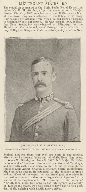 Leutnant W E Stairs, RE, Zweiter Kommandant der afrikanischen Expedition von Mr Stanley von English Photographer