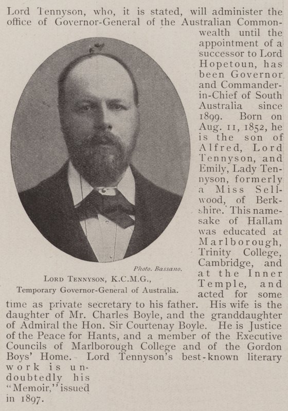 Lord Tennyson, KCMG, vorübergehender Generalgouverneur von Australien von English Photographer