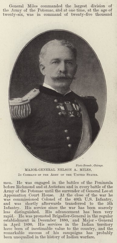Generalmajor Nelson A. Miles, Kommandant der Armee der Vereinigten Staaten von English Photographer