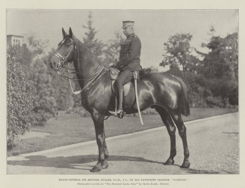 Generalmajor Sir Redvers Buller, GCB, VC, auf seinem Lieblingspferd Gambler von English Photographer