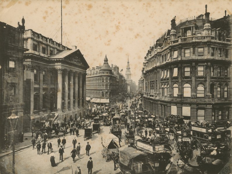 Mansion House, Queen Victoria Street und Cheapside, London von English Photographer