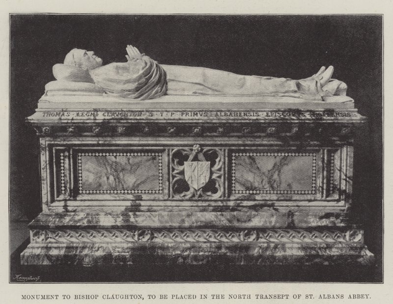 Denkmal für Bischof Claughton, das im Nordquerschiff der St. Albans Abtei aufgestellt werden soll von English Photographer
