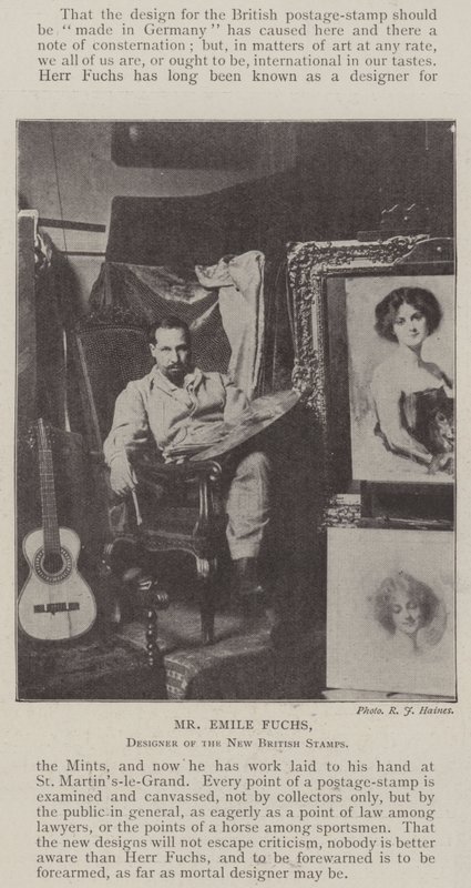 Herr Emile Fuchs, Designer der neuen britischen Briefmarken von English Photographer