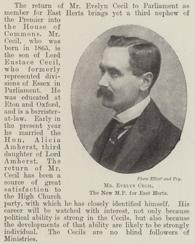 Mr. Evelyn Cecil, der neue Abgeordnete für East Herts von English Photographer