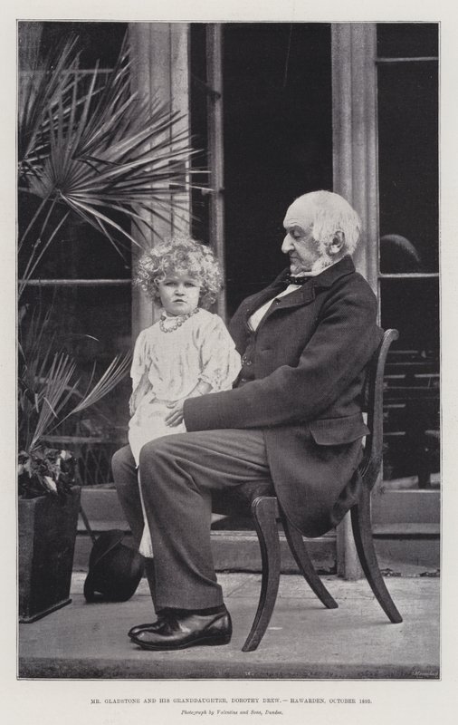 Mr Gladstone und seine Enkelin, Dorothy Drew, Hawarden, Oktober 1893 von English Photographer