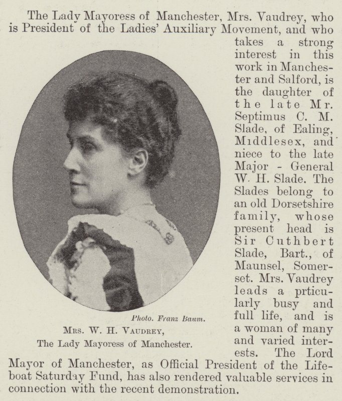 Mrs W H Vaudrey, die Lady Mayoress von Manchester von English Photographer