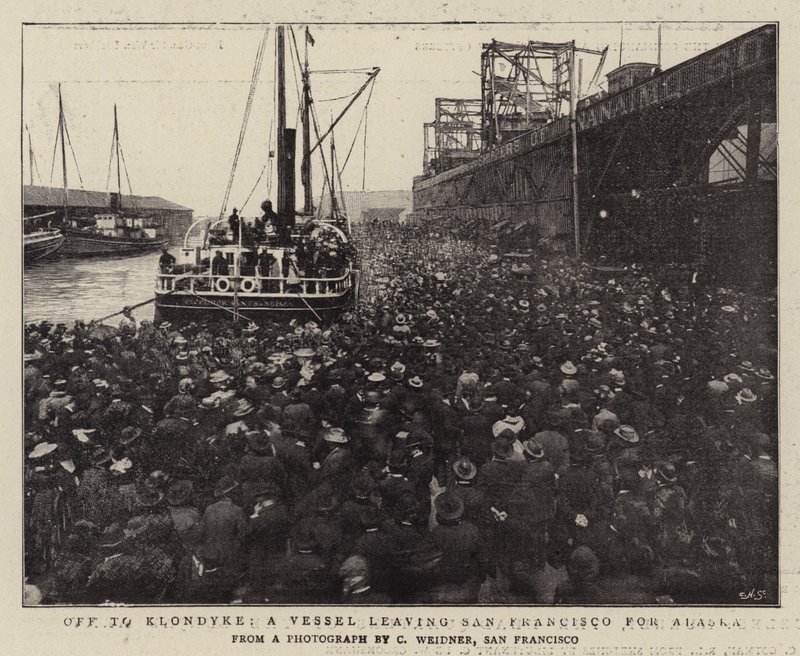 Auf nach Klondyke, ein Schiff verlässt San Francisco nach Alaska von English Photographer