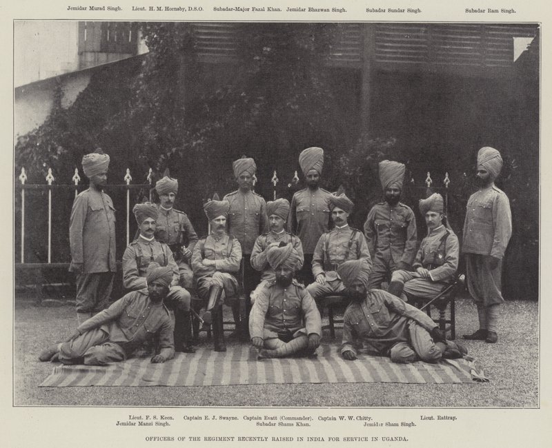 Offiziere des kürzlich in Indien aufgestellten Regiments für den Dienst in Uganda von English Photographer