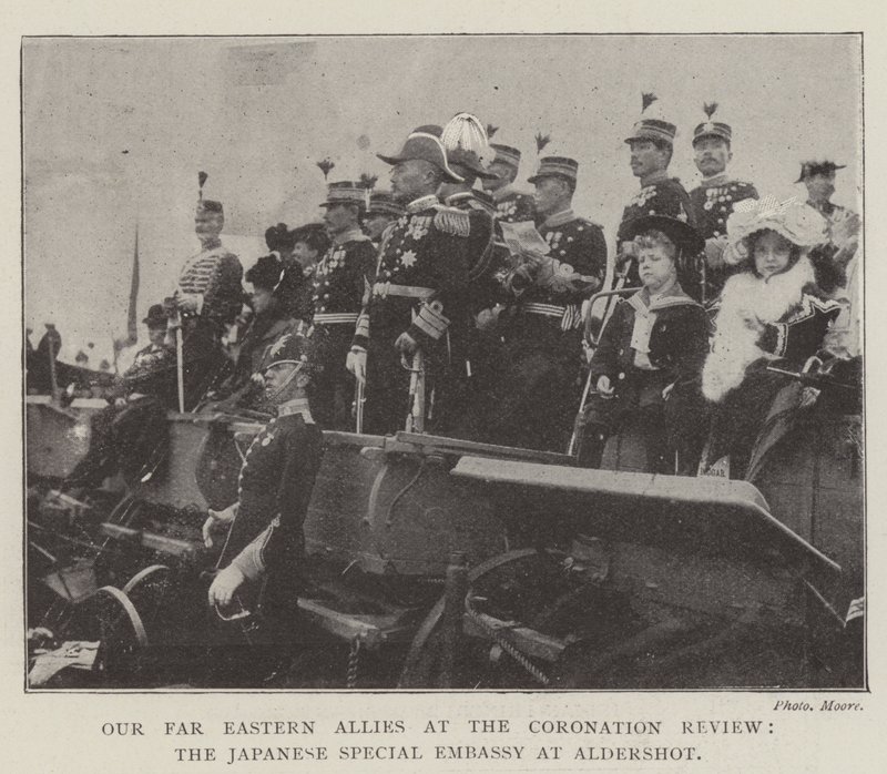 Unsere fernöstlichen Verbündeten bei der Krönungsparade, die japanische Sonderbotschaft in Aldershot von English Photographer