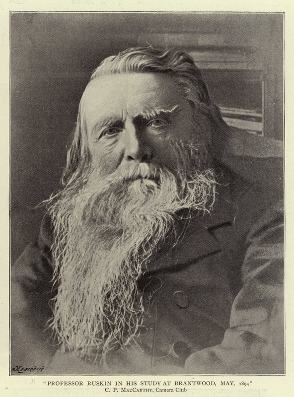 Professor Ruskin in seinem Arbeitszimmer in Brantwood, Mai 1894 von English Photographer