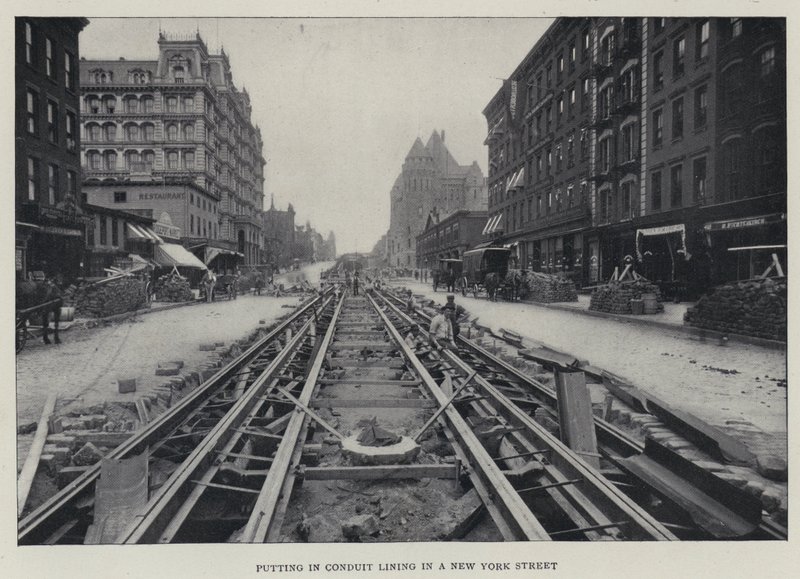 Verlegen von Leitungen in einer Straße in New York von English Photographer
