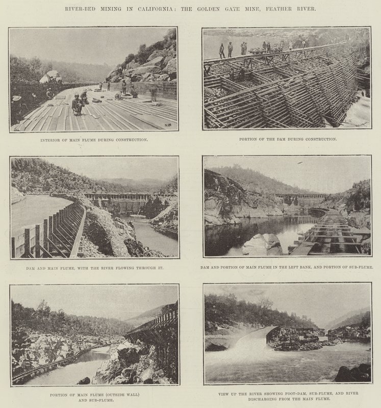 Flussbett-Bergbau in Kalifornien, die Golden Gate Mine, Feather River von English Photographer