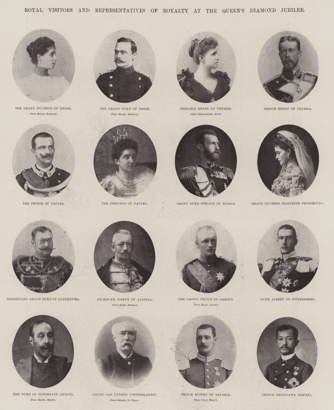 Königliche Besucher und Vertreter des Königshauses beim Diamantjubiläum der Königin von English Photographer