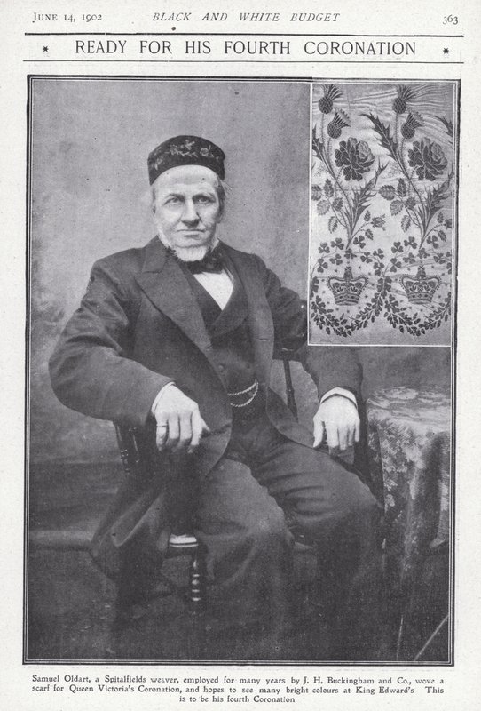 Samuel Oldart, Weber aus Spitalfields, London, der einen Schal für die Krönung von Königin Victoria webte von English Photographer